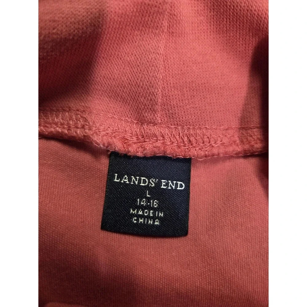 Lands' End Shirt Kids Large 14-16 Pink Mock Neck‎ Long Sleeve Cotton Tee Top